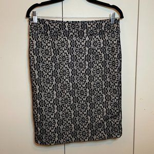 Banana Republic Navy Floral Lace Pencil Skirt